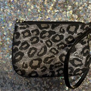 Coach Leopard Print Silver and Black Wristlet